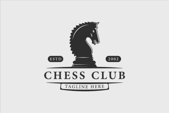 Chess and Horse Logo Vintage Vector Graphics