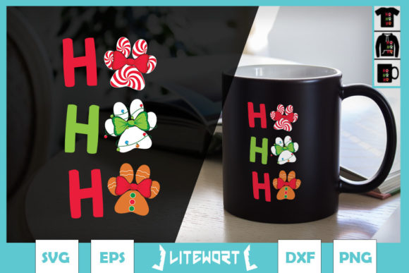 Christmas HO HO HO Dog Pawprints Graphics