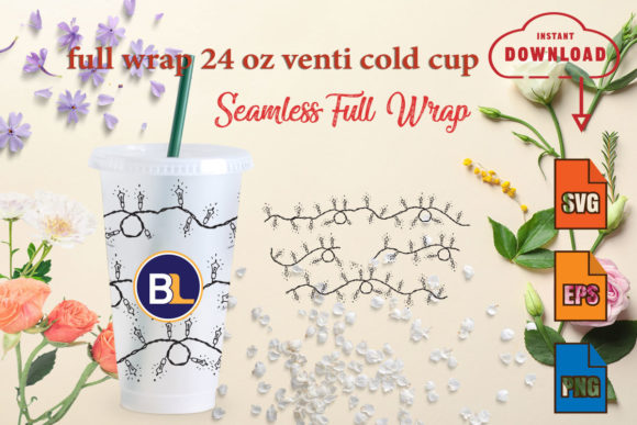 Christmas Light Full Wrap 24oz Venti Graphics & Crafts