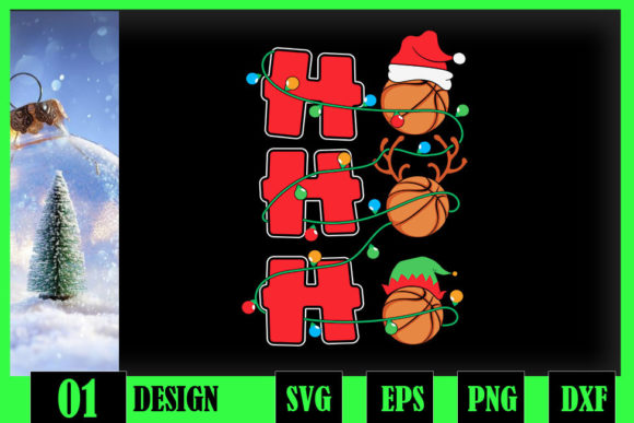 Christmas Lights Ho-Ho-Ho Basketball Graphics & Crafts