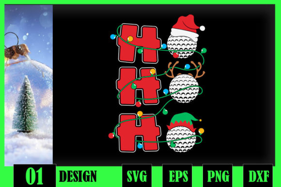 Christmas Lights Ho-Ho-Ho Santa Golf Graphics & Crafts