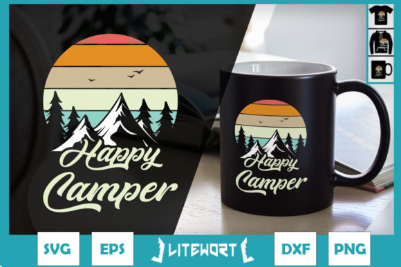 Hiking Lover Adventure Happy Camper Graphics and Crafts