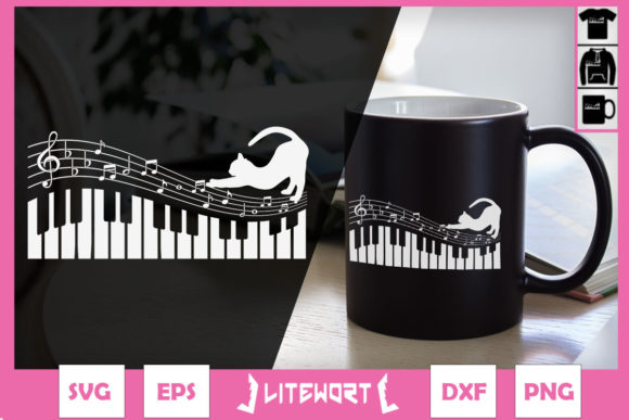 Piano Music Cat Piano Lovers Graphics & Crafts