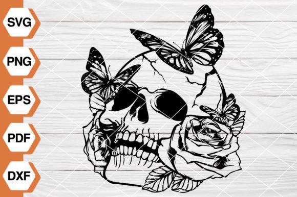 Skull Flower Graphics & Illustrations